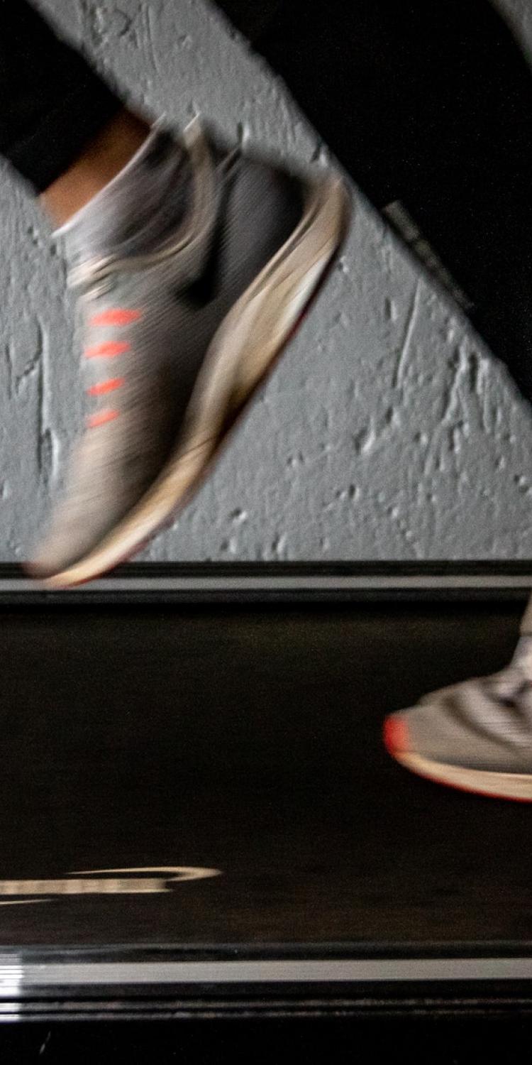 Feet on a treadmill