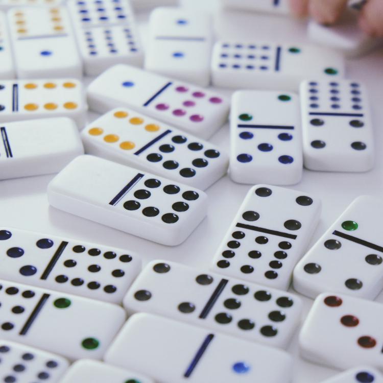 Dominoes on table